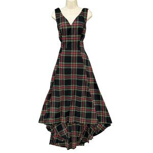 Collectif Black and Red Plaid Maxi Dress